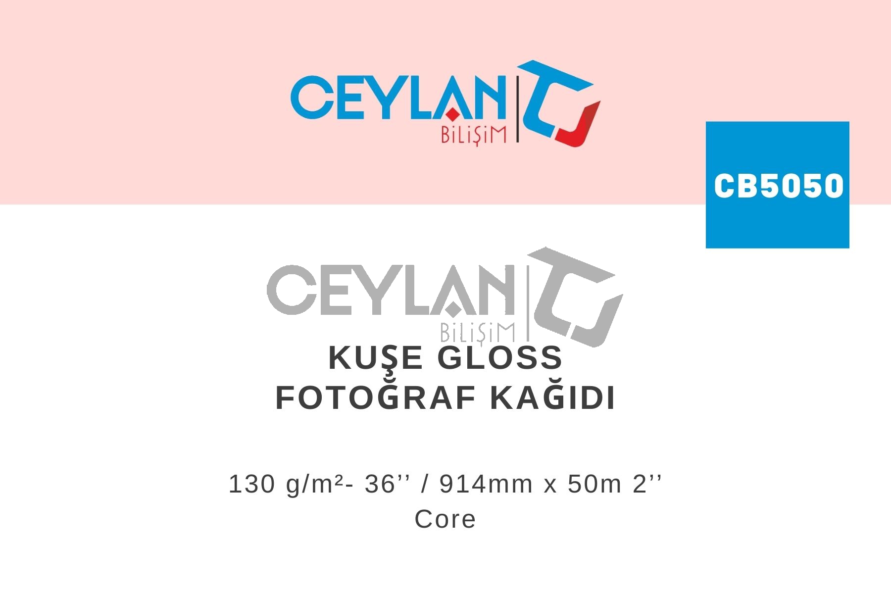 Kuşe  Gloss Fotoğraf Kağıdı 130  g/m²- 36’’ / 914mm x 50m 2’’ Core