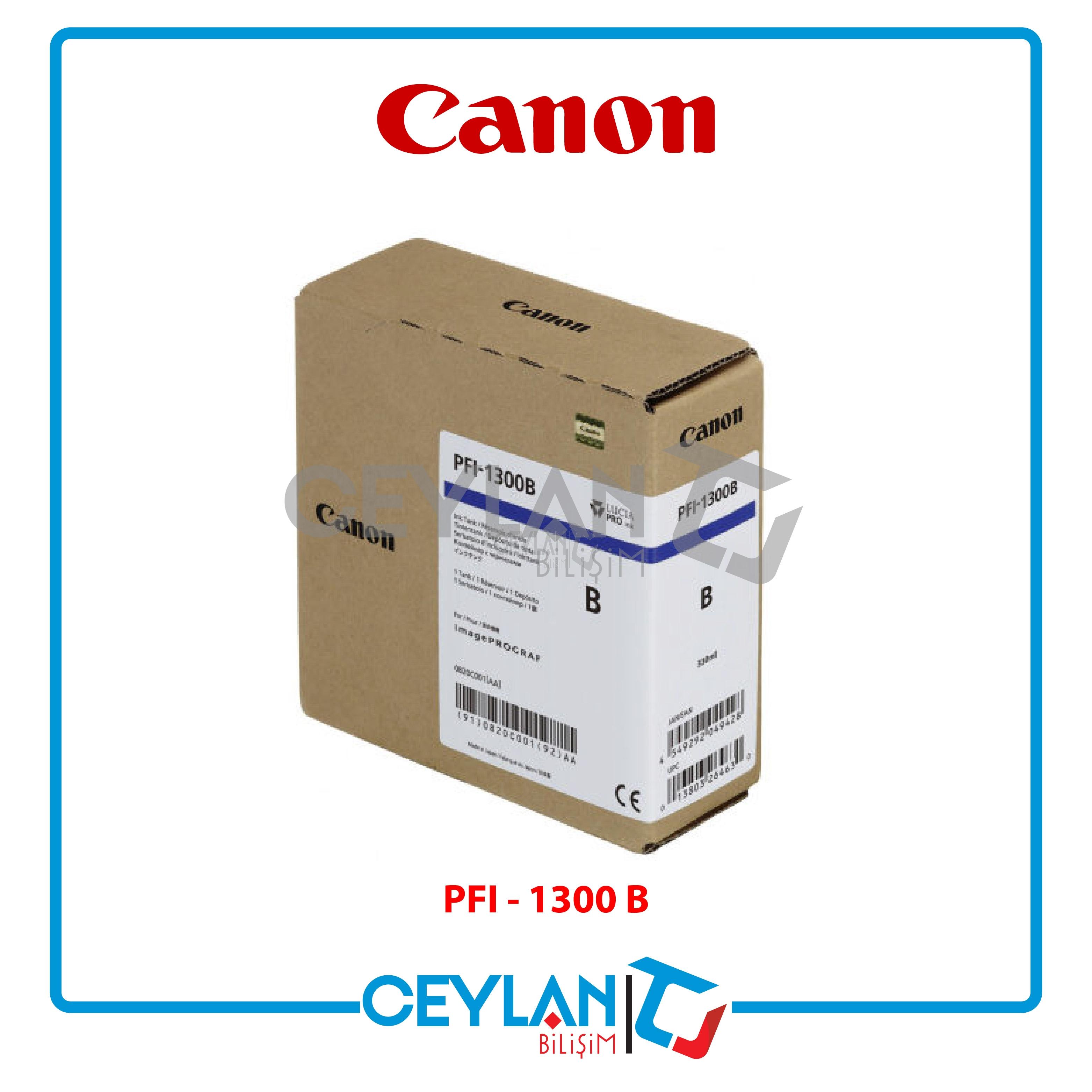 Canon PFI-1300 B (Blue) Mavi Plotter Orijinal Mürekkep Kartuş 330 Ml. (0820C001)